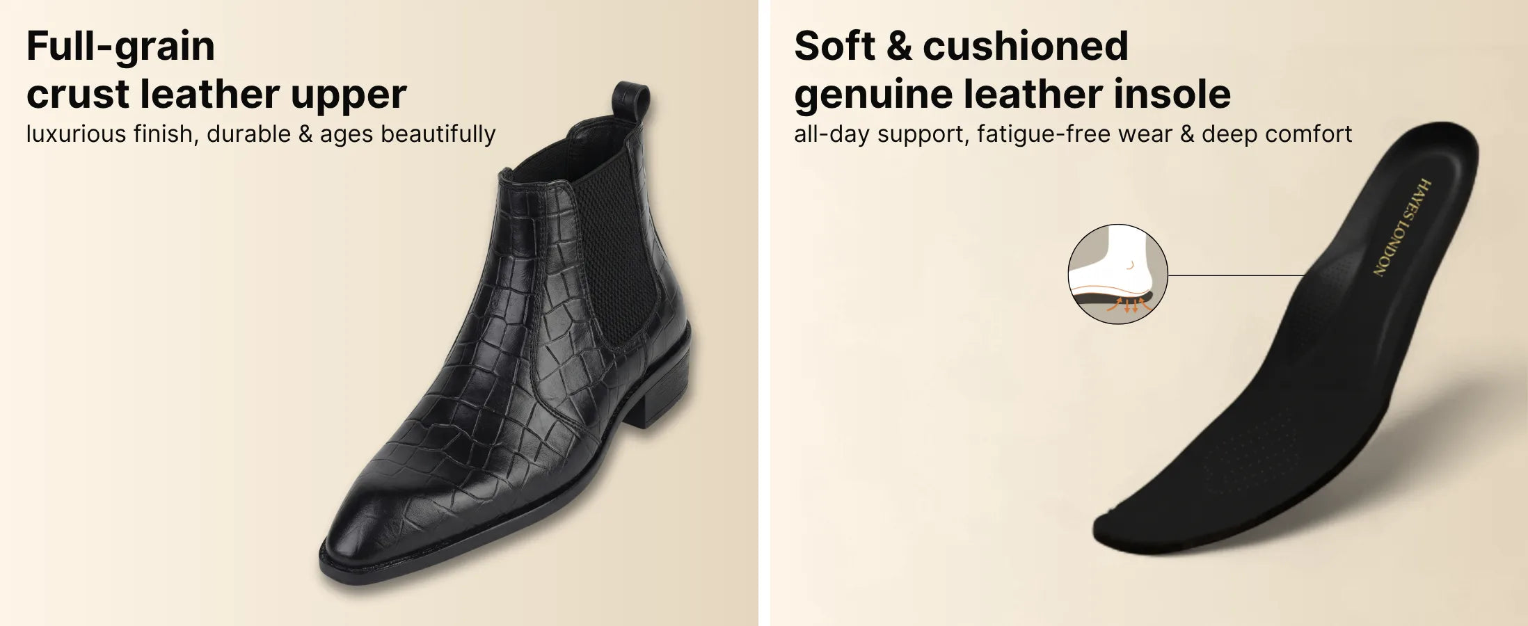 Pablo Cuban Boots – Black Croco-Textured Genuine Leather Men’s Boots (2-Inch Heel & Tapered Toe Design)