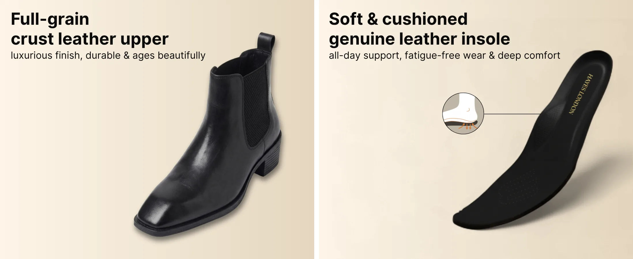 Dominion Cuban Heel Boots – Black Plain Genuine Leather Men’s Boots (2.5-Inch Heel & Tapered Almond Toe Design)