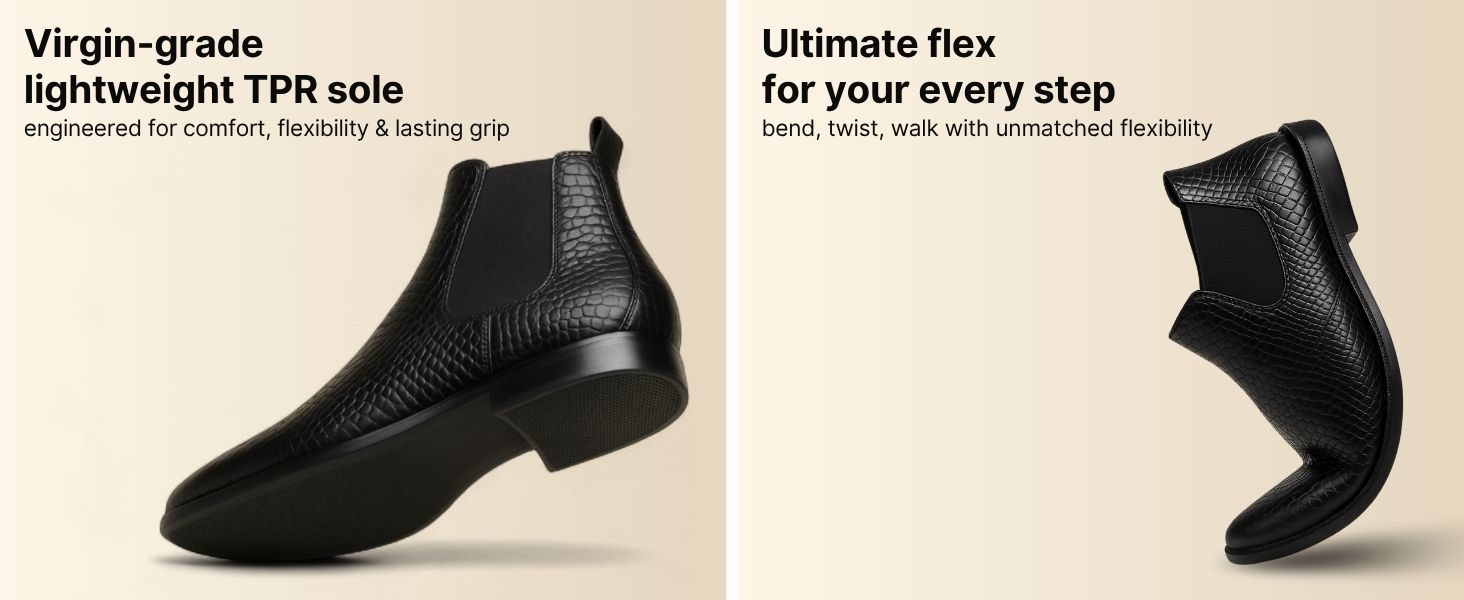 Hawk Chelsea Boots – Black Textured Genuine Leather Men’s Shoes