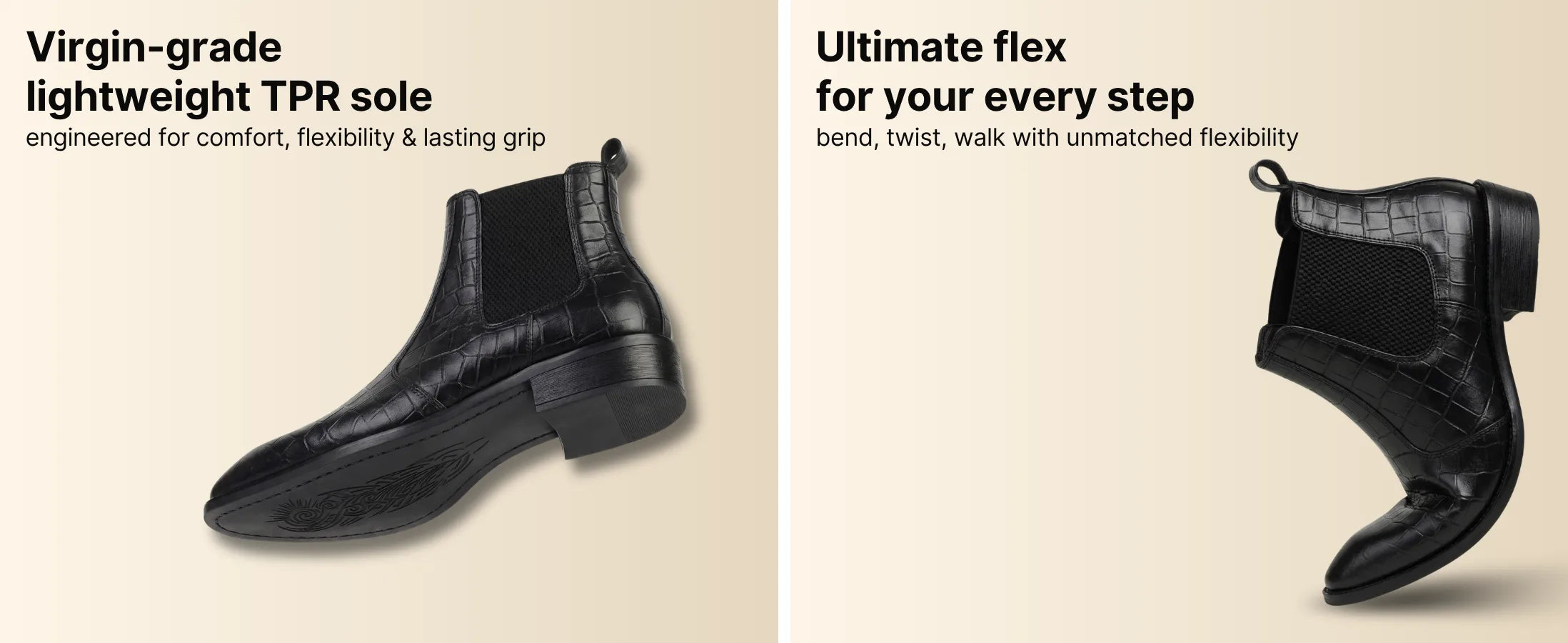 Pablo Cuban Boots – Black Croco-Textured Genuine Leather Men’s Boots (2-Inch Heel & Tapered Toe Design)