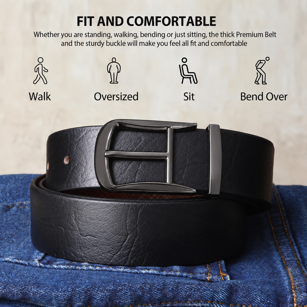 Hayes London | Cronos Wild Black & Brown Italian Leather Reversible Belt for Men – Gunmetal Grey Buckle
