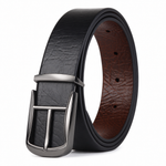 Cronos Wild Black & Brown Italian Leather Reversible Belt for Men – Gunmetal Grey Buckle