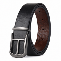 Hayes London | Cronos Wild Black & Brown Italian Leather Reversible Belt for Men – Gunmetal Grey Buckle