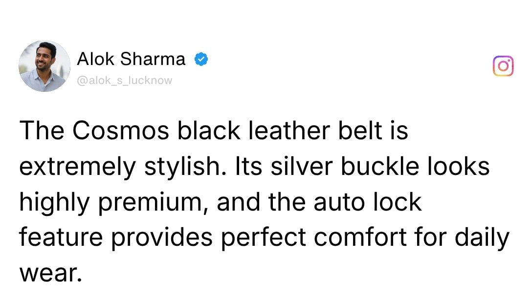 Cosmos Black Genuine Leather Auto-Lock Belt for Men – Silver Buckle, Micro-Adjustable Fit Review 1