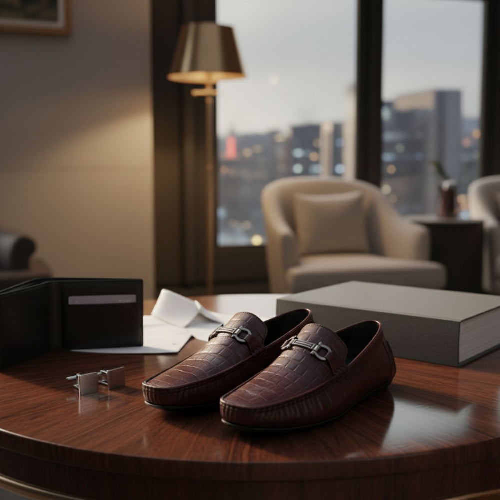 Hayes London | Cruze Driving Loafers – Brown Croco Genuine Leather Men’s Shoes