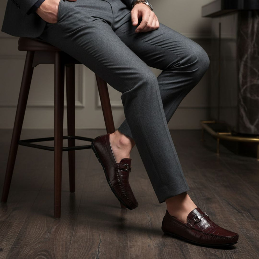 Hayes London | Cruze Driving Loafers – Brown Croco Genuine Leather Men’s Shoes