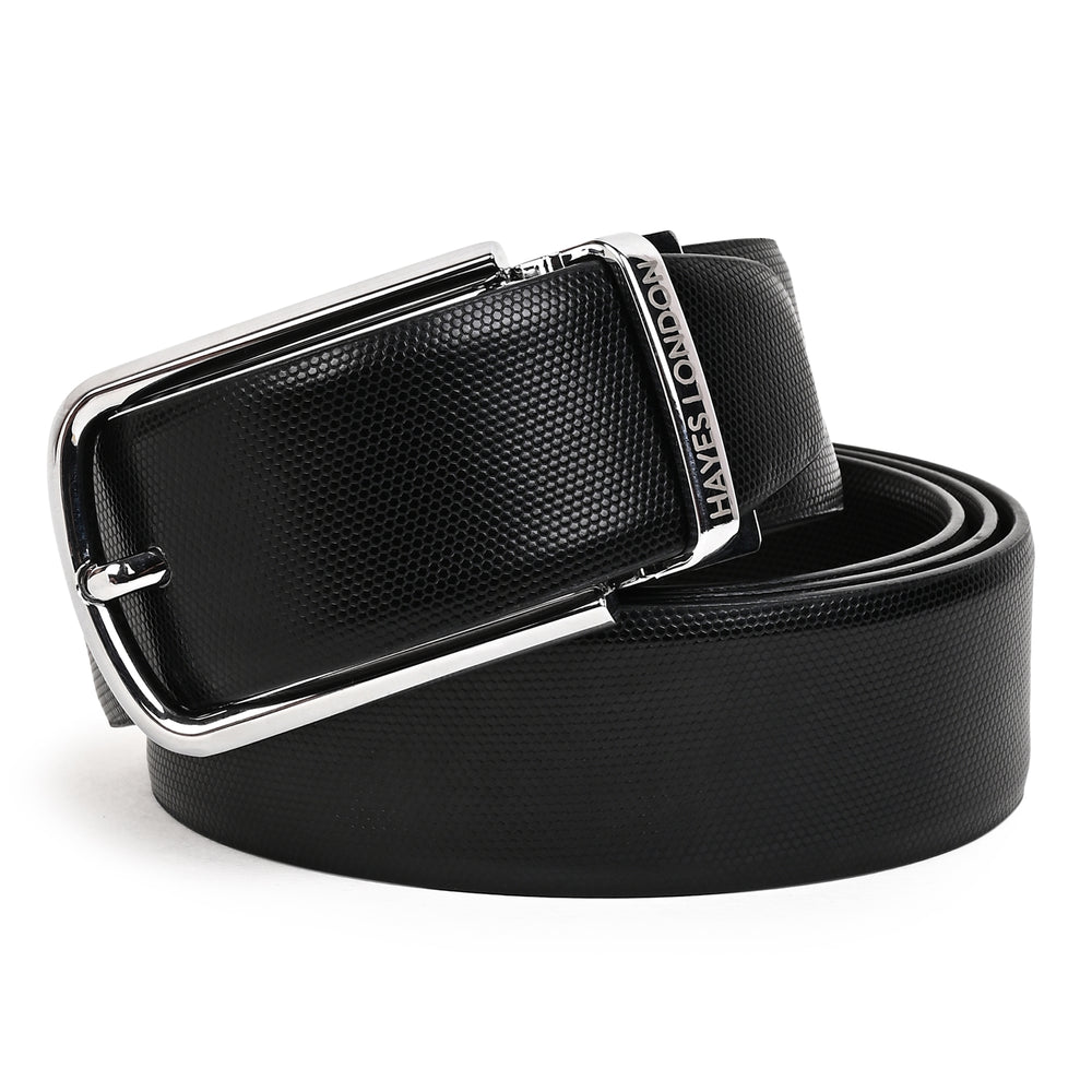 Hayes London | Italian Leather Reversible Black & Brown Belt For Men (Leather Texture: Braided)