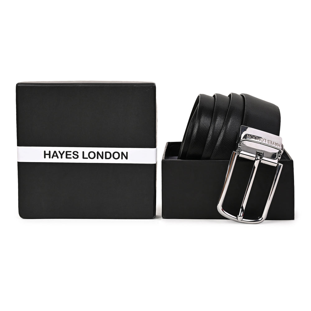 Hayes London | Italian Leather Reversible Black & Brown Belt For Men (Leather Texture: Braided)