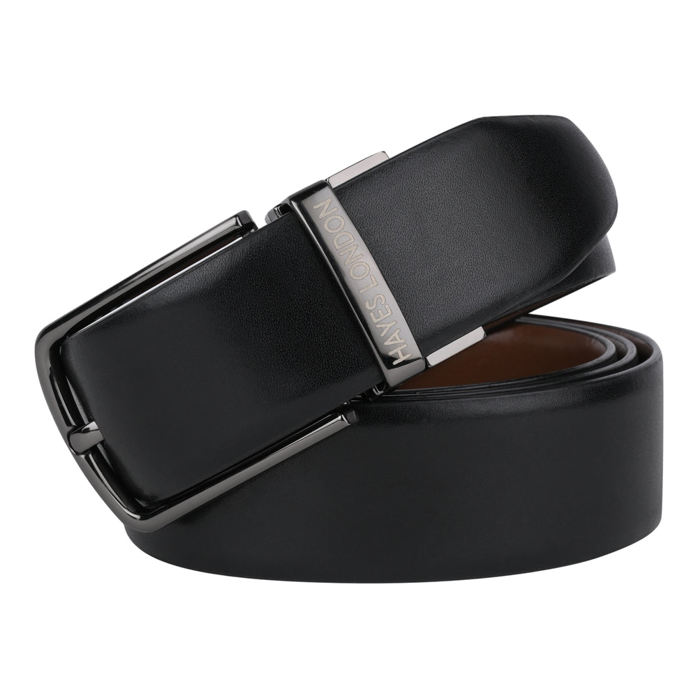 Hayes London | Italian Leather Reversible Black & Brown Belt For Men (Leather Texture: Plain)