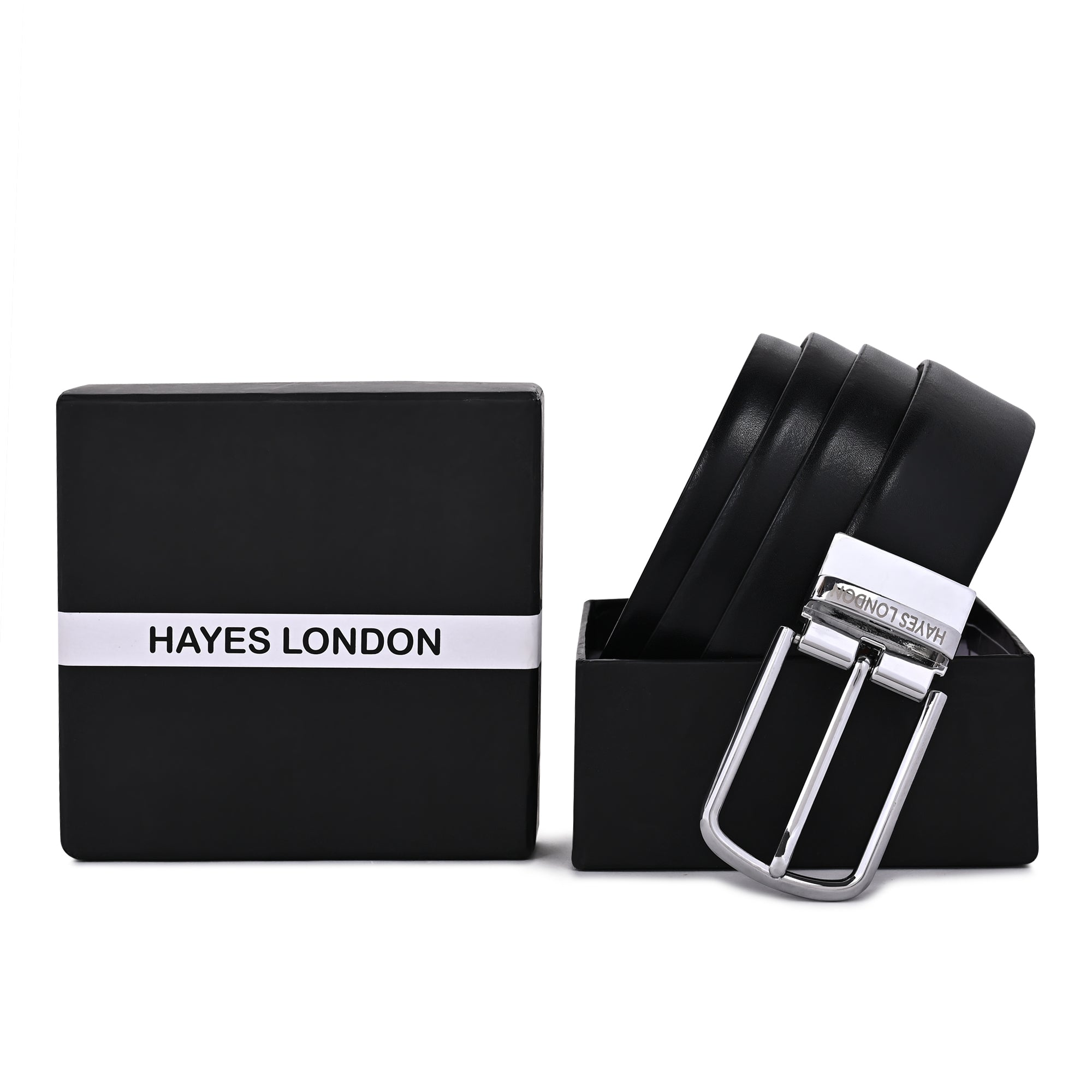 Hayes London | Italian Leather Reversible Black & Brown Belt For Men (Leather Texture: Plain)