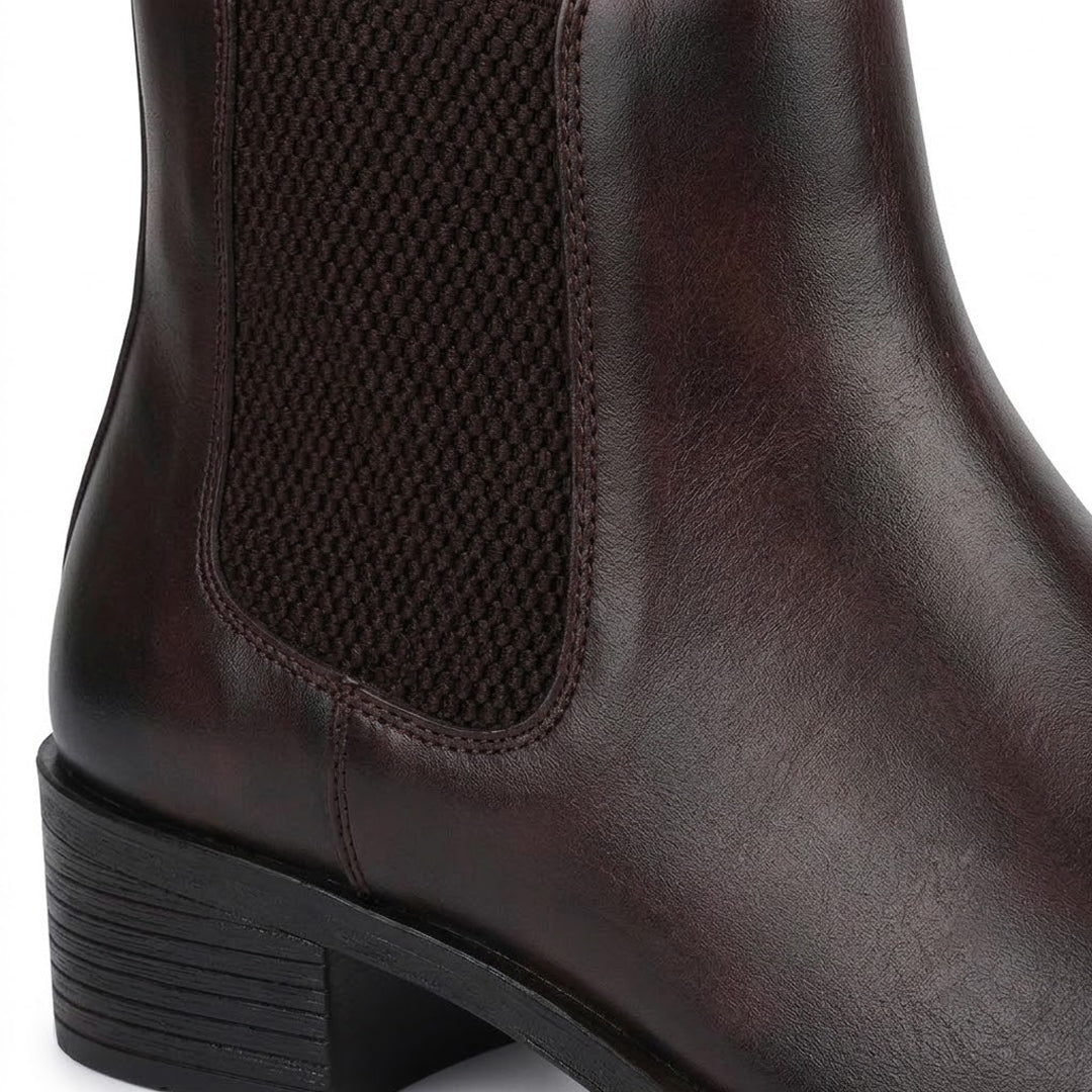 Dominion Brown Genuine Leather Cuban Heel Boots for Men – Tapered Almond Toe Design & 2.5-Inch Heel