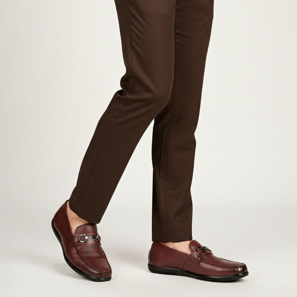 Hayes London | Dune Horsebit Loafers – Brown Perforated Genuine Leather Men’s Shoes