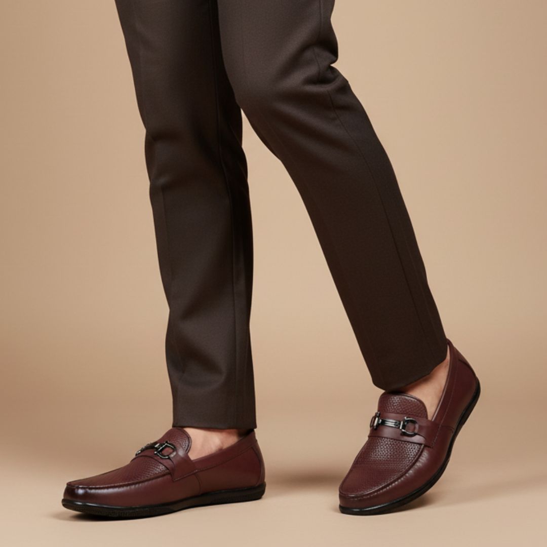 Hayes London | Dune Horsebit Loafers – Brown Perforated Genuine Leather Men’s Shoes