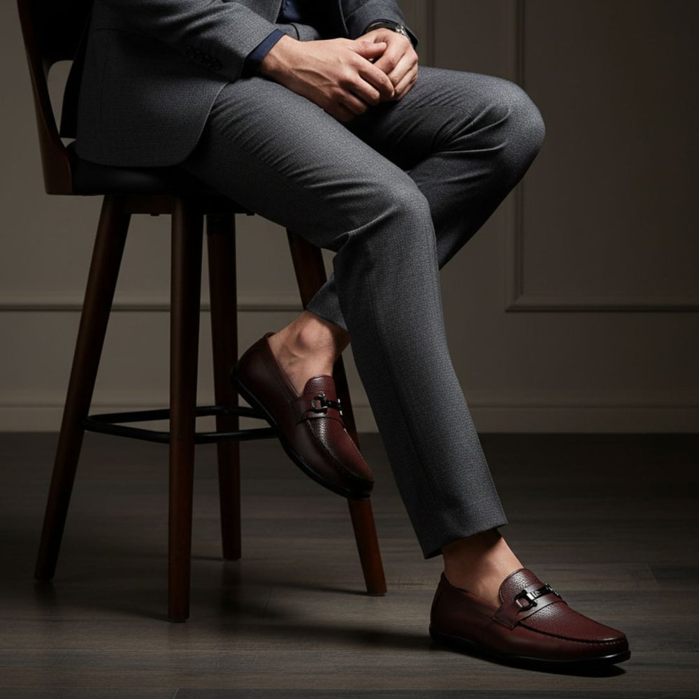 Hayes London | Dune Horsebit Loafers – Brown Perforated Genuine Leather Men’s Shoes