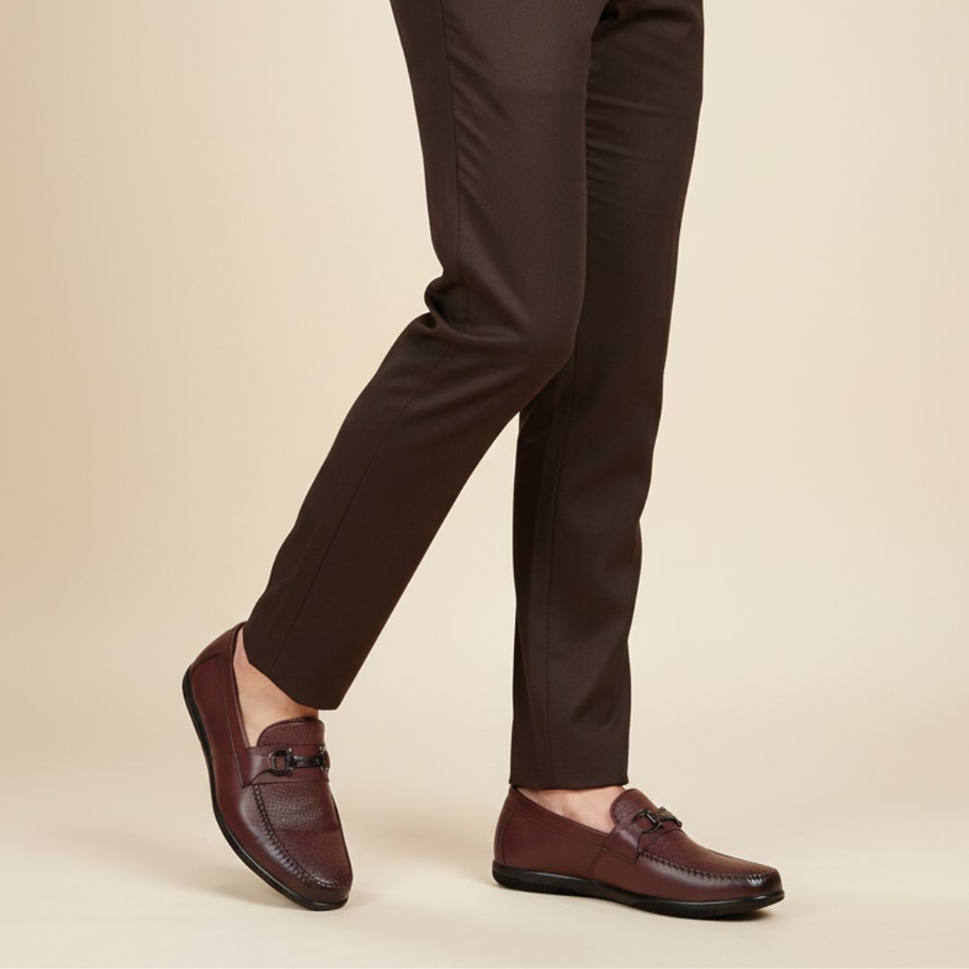 Hayes London | Falcon Horsebit Loafers – Brown Pebbled Genuine Leather Men’s Shoes