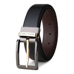 Viper Black & Brown Italian Leather Reversible Belt for Men – Black & Gold Buckle