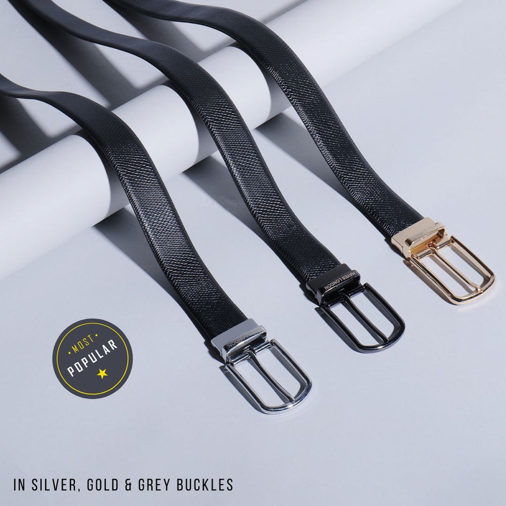 Hayes London | Italian Leather Reversible Black & Brown Belt For Men (Leather Texture: Viper)