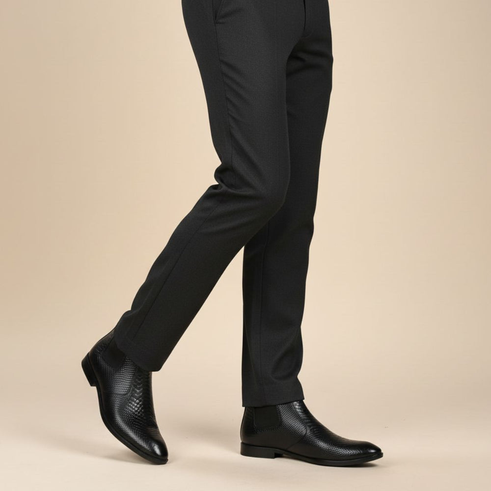 Hayes London | Hawk Chelsea Boots – Black Textured Genuine Leather Men’s Shoes