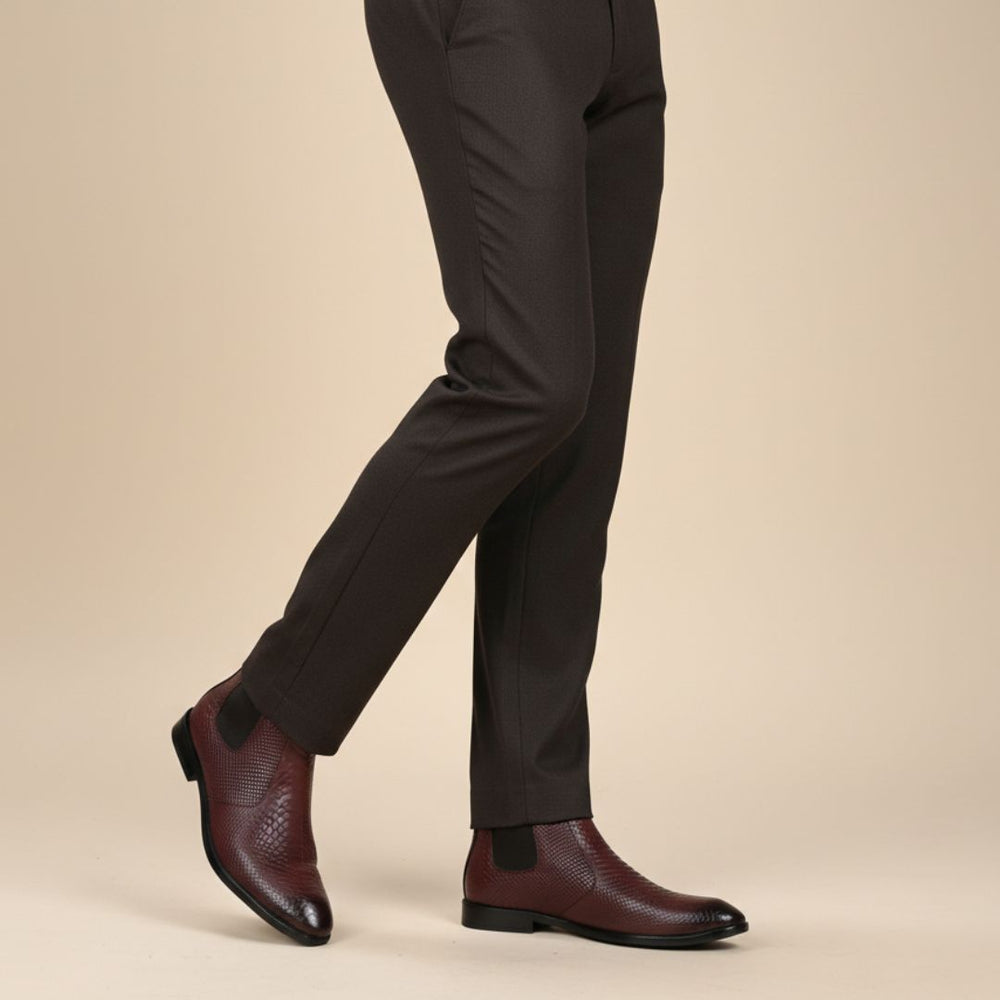 Hayes London | Hawk Chelsea Boots – Brown Textured Genuine Leather Men’s Shoes