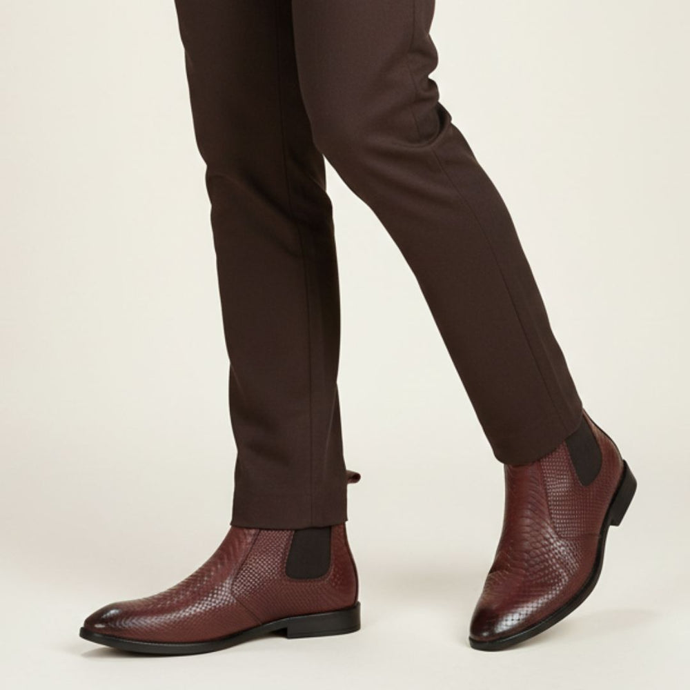 Hayes London | Hawk Chelsea Boots – Brown Textured Genuine Leather Men’s Shoes