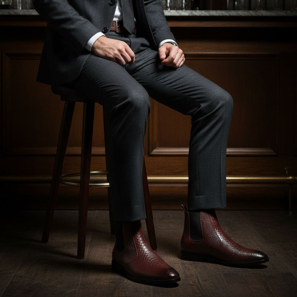 Hayes London | Hawk Chelsea Boots – Brown Textured Genuine Leather Men’s Shoes