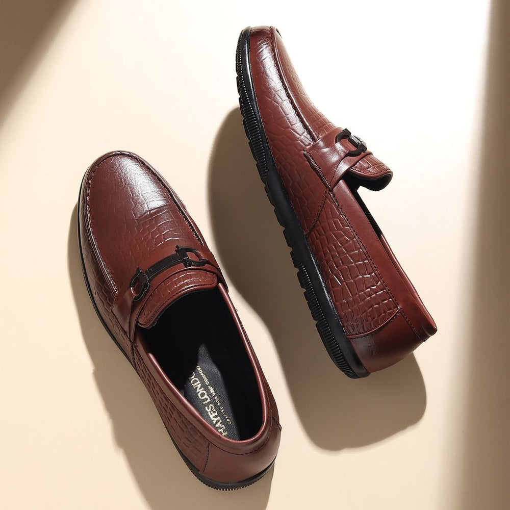 Hayes London | Jaxon Horsebit Loafers – Brown Croco Genuine Leather Men’s Shoes