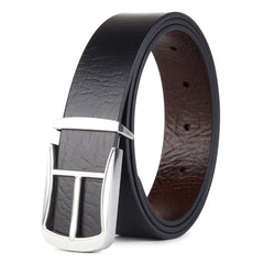 Cronos Wild Black & Brown Italian Leather Reversible Belt for Men – Silver Buckle