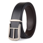 Cronos Braided Black & Brown Italian Leather Reversible Belt for Men – Grey Buckle