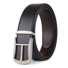 Cronos Braided Black & Brown Italian Leather Reversible Belt for Men – Grey Buckle