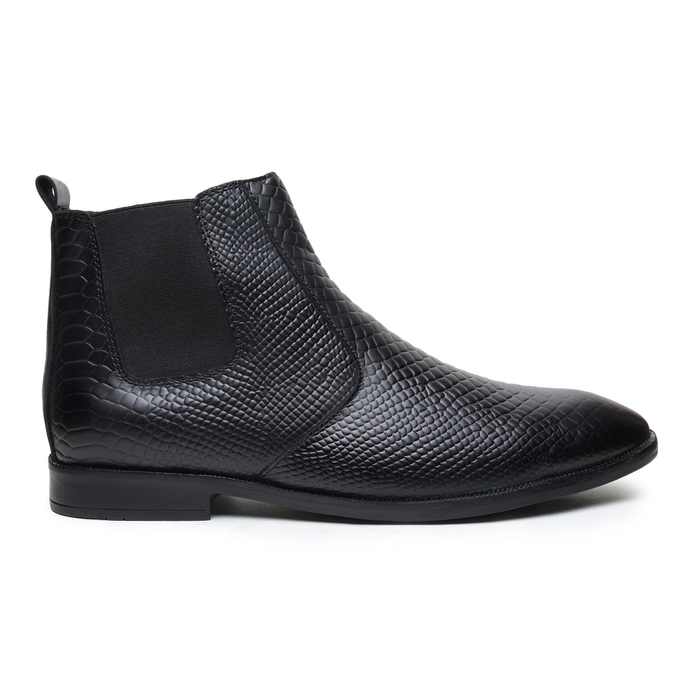 Hayes London | Hawk Chelsea Boots – Black Textured Genuine Leather Men’s Shoes