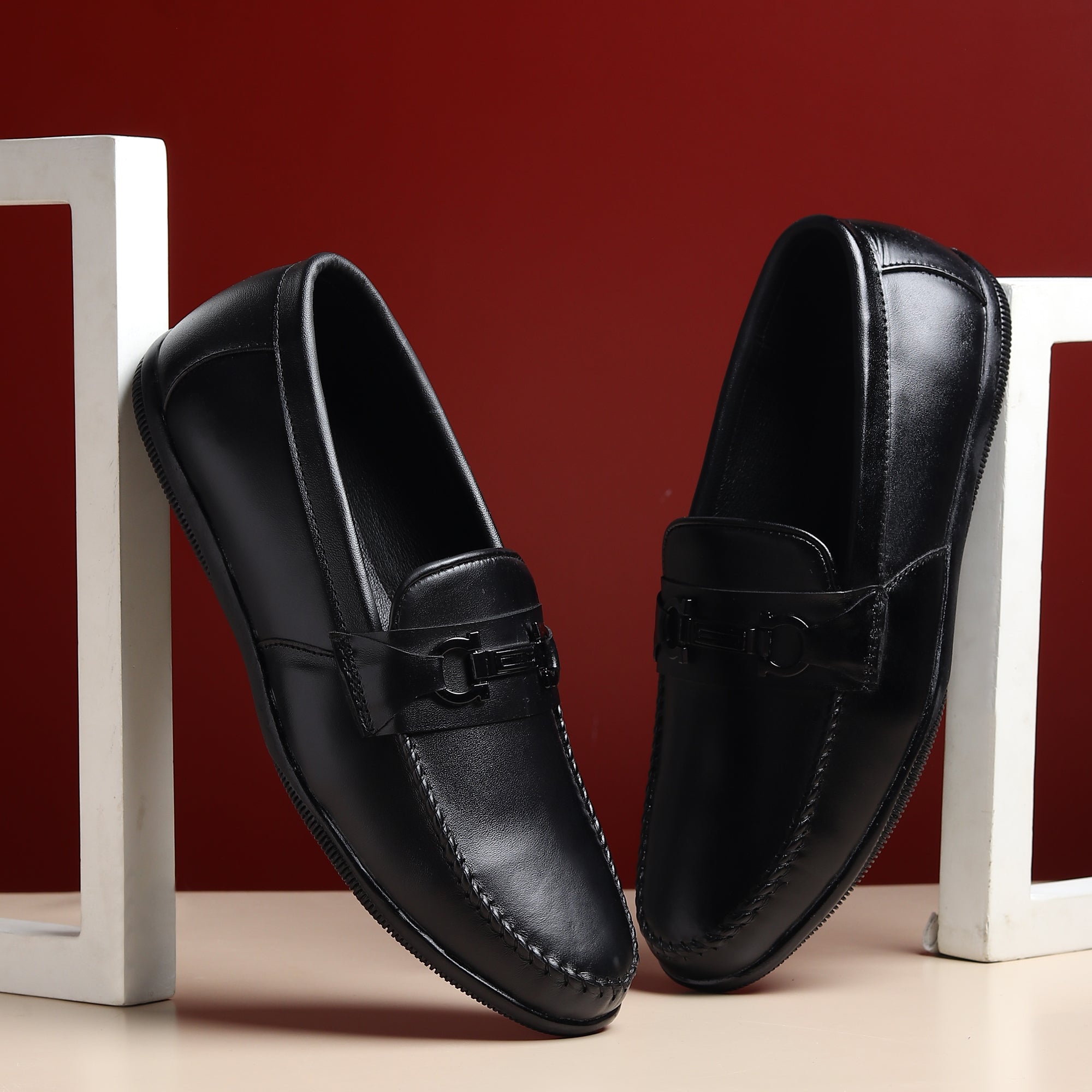 Hayes London | Blaze Horsebit Loafers – Black Plain Genuine Leather Men’s Shoes