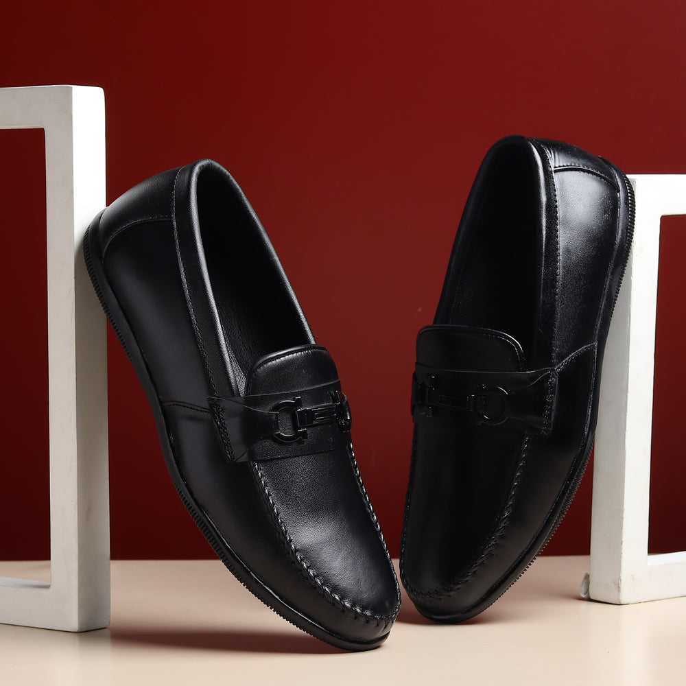 Hayes London | Blaze Horsebit Loafers – Black Plain Genuine Leather Men’s Shoes