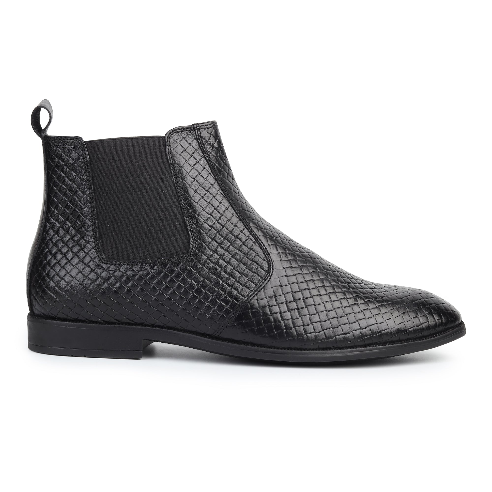 Hayes London | Griffin Chelsea Boots – Black Textured Genuine Leather Men’s Shoes