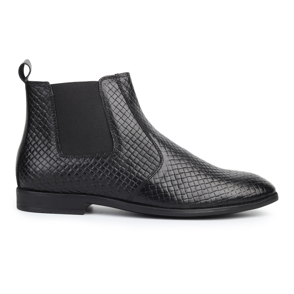 Hayes London | Griffin Chelsea Boots – Black Textured Genuine Leather Men’s Shoes
