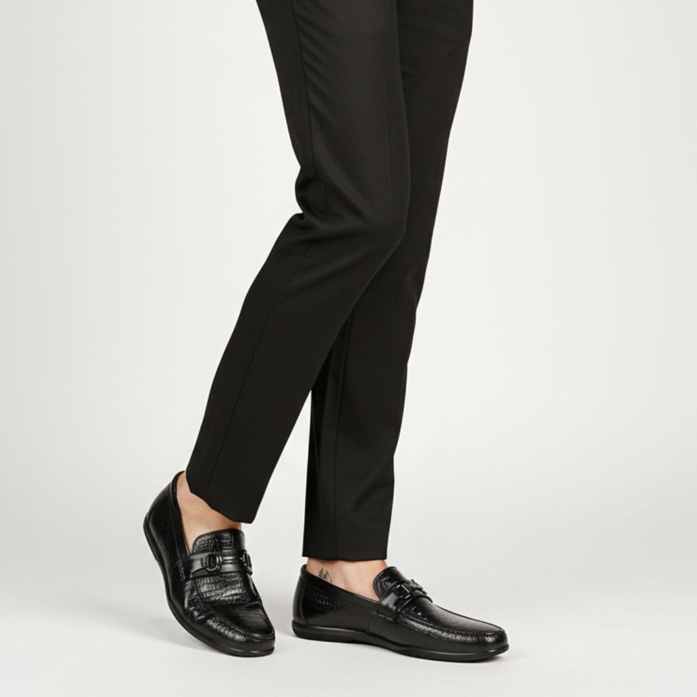 Hayes London | Jaxon Horsebit Loafers – Black Croco Genuine Leather Men’s Shoes