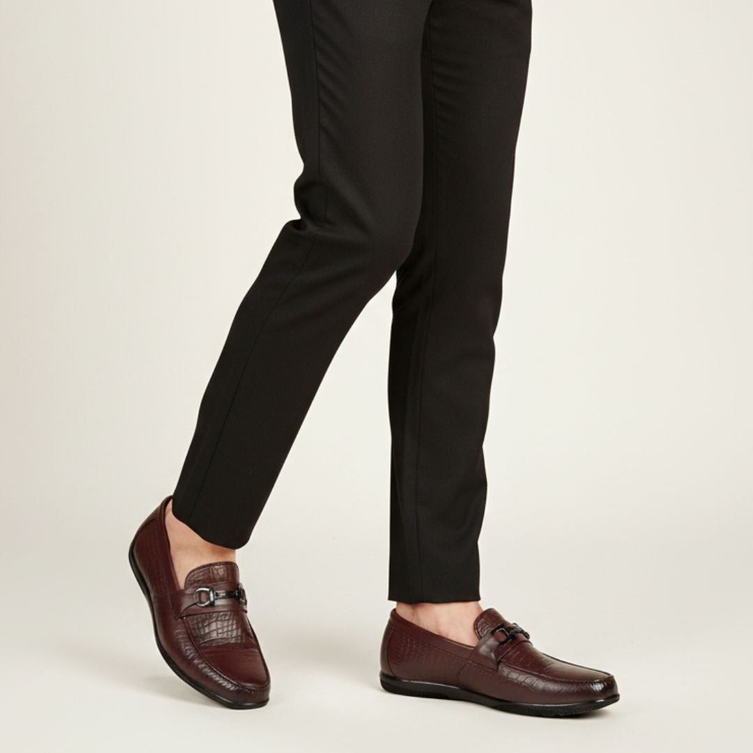 Hayes London | Jaxon Horsebit Loafers – Brown Croco Genuine Leather Men’s Shoes