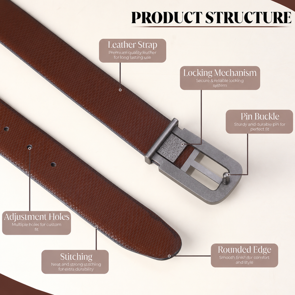 Hayes London | Cronos Viper Black & Brown Italian Leather Reversible Belt for Men – Matte Grey Buckle