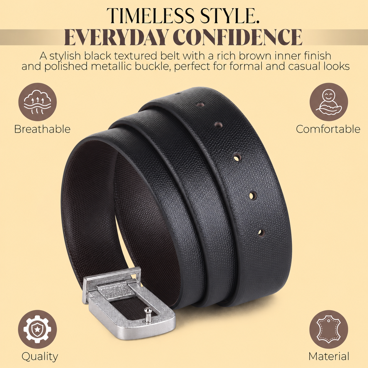 Cronos Braided Black & Brown Italian Leather Reversible Belt for Men – Silver Buckle