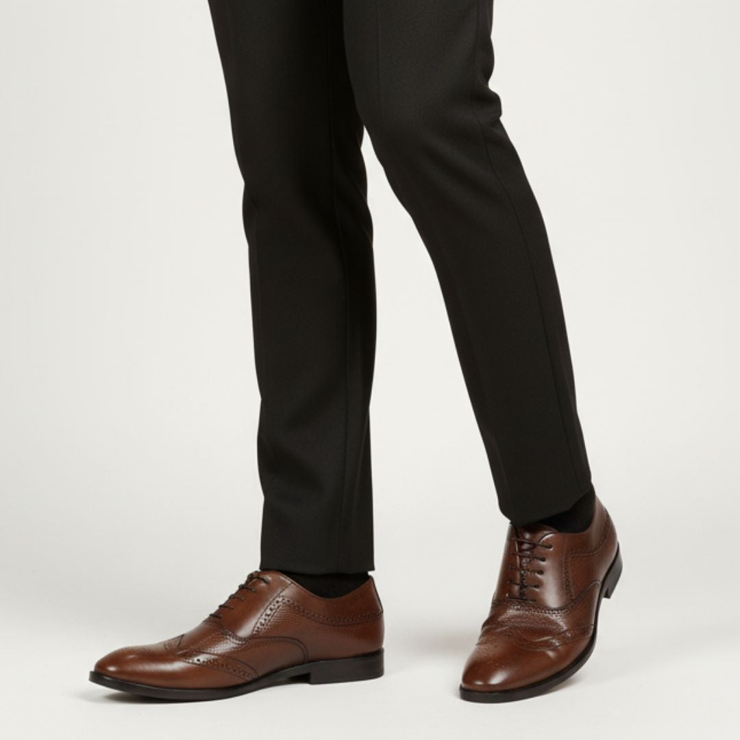 Hayes London | Monarch Wingtip Brogues – Brown Perforated Genuine Leather Men’s Shoes