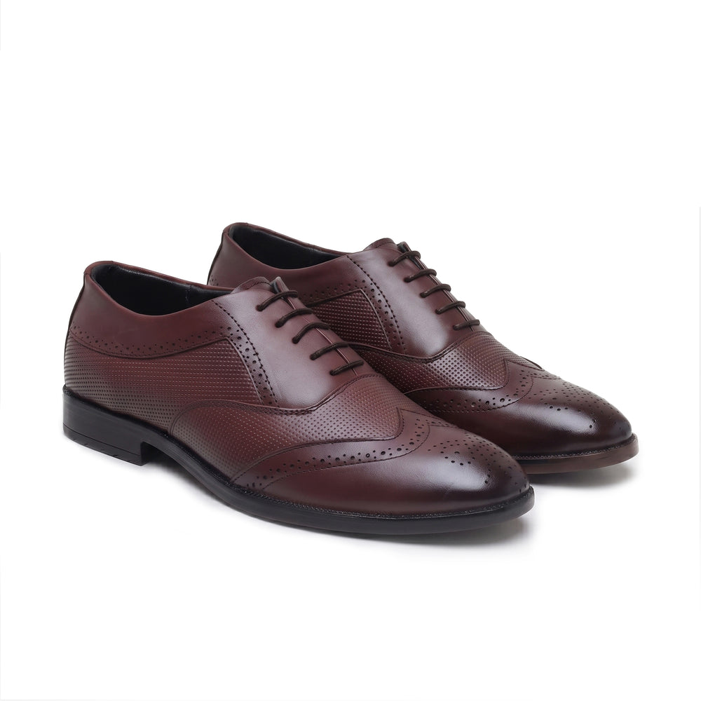 Hayes London | Monarch Wingtip Brogues – Brown Perforated Genuine Leather Men’s Shoes