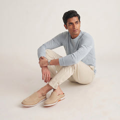 Hayes London | Riviera Beige - Italian Suede Leather Backless Slip-On Mule Loafers for Men – Casual Summer-Walk Half Shoes