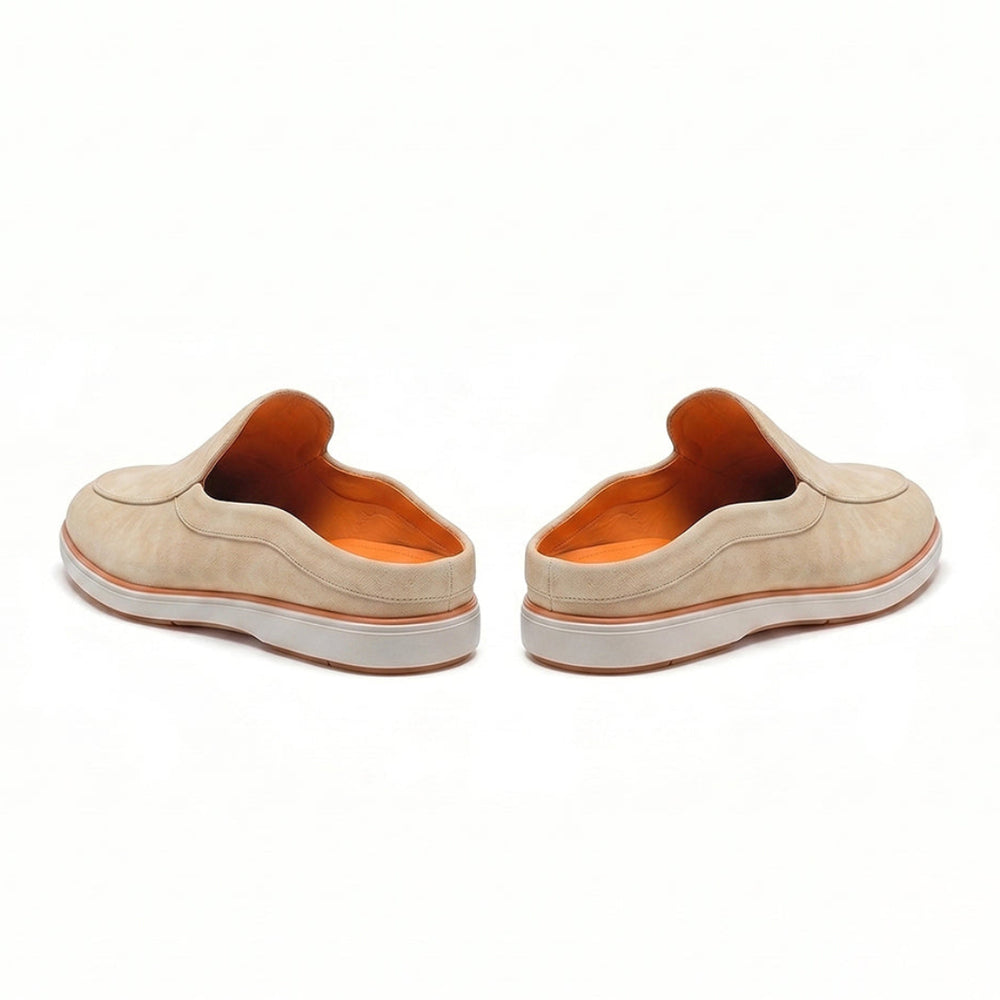 Hayes London | Riviera Beige - Italian Suede Leather Backless Slip-On Mule Loafers for Men – Casual Summer-Walk Half Shoes