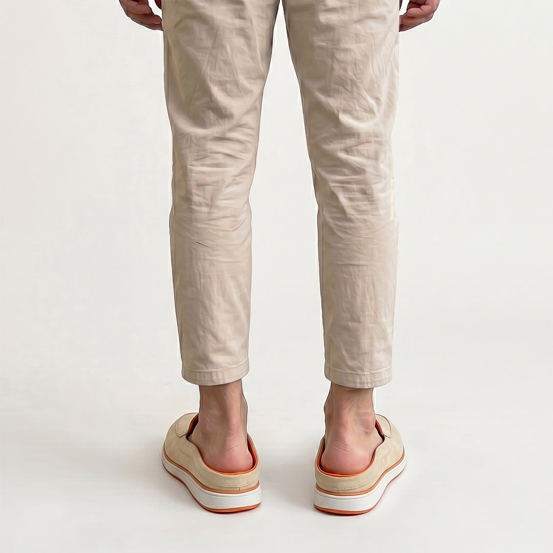Hayes London | Riviera Beige - Italian Suede Leather Backless Slip-On Mule Loafers for Men – Casual Summer-Walk Half Shoes