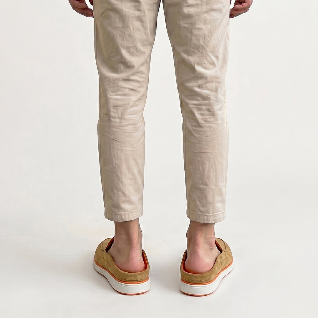 Hayes London | Riviera Camel Brown - Italian Suede Leather Backless Slip-On Mule Loafers for Men – Casual Summer-Walk Half Shoes