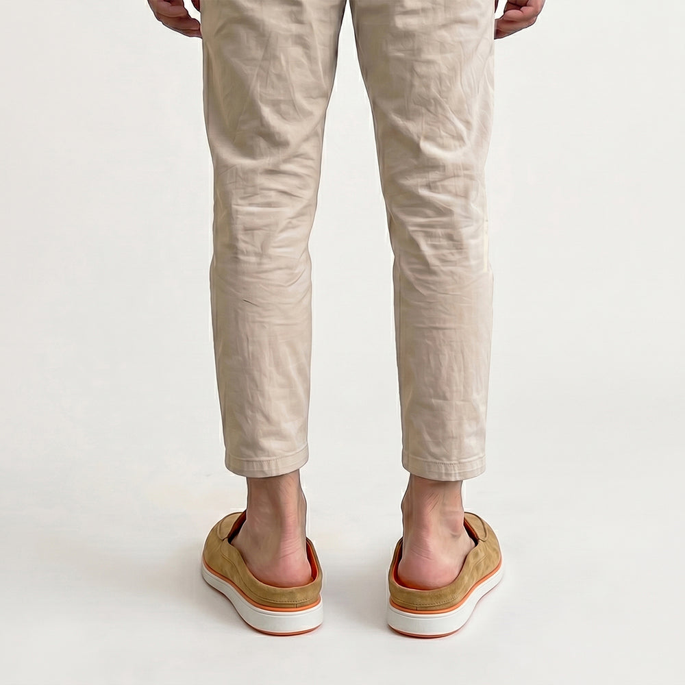 Hayes London | Riviera Camel Brown - Italian Suede Leather Backless Slip-On Mule Loafers for Men – Casual Summer-Walk Half Shoes