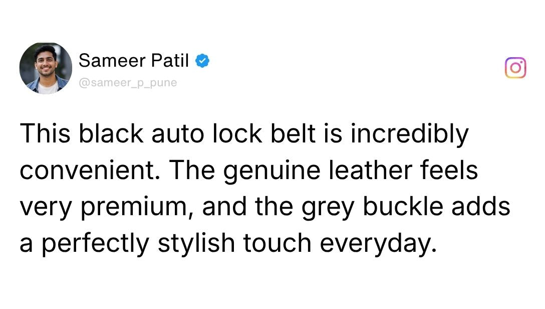 Nebula Black Genuine Leather Auto-Lock Belt for Men – Grey Buckle, Micro-Adjustable Fit Review 1