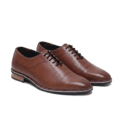 Hayes London | Shelby Wholecut Oxford Shoes – Tan Plain Genuine Leather Men’s Shoes