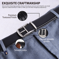 Cronos Plain Black & Brown Italian Leather Reversible Belt for Men – Silver Buckle