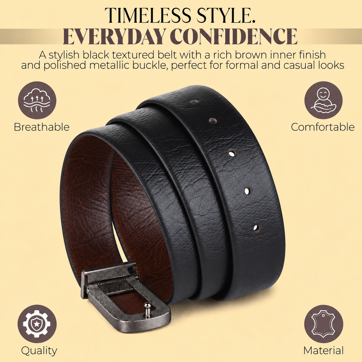 Hayes London | Cronos Wild Black & Brown Italian Leather Reversible Belt for Men – Gunmetal Grey Buckle