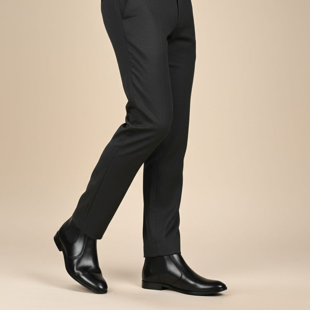 Hayes London | Strider Chelsea Boots – Black Plain Genuine Leather Men’s Shoes